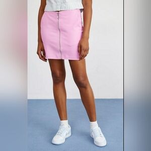OBEY | Women's Pink Full Front Zip Up Denim Mini Skirt